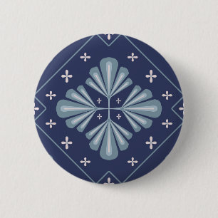 Blauwe geometrische vormen Patroon Ronde Button 5,7 Cm