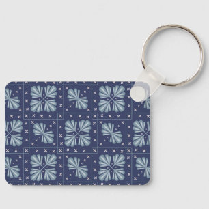 Blauwe geometrische vormen Patroon Sleutelhanger