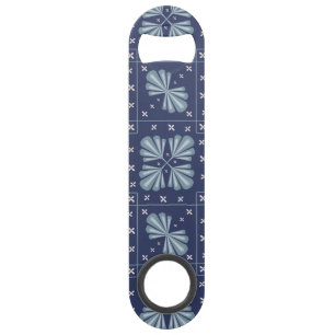 Blauwe geometrische vormen Patroon Speed Flessenopener