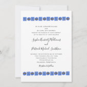 Blauwe geometrische Waterverf | Naam ouders bruilo Kaart (Voorkant)