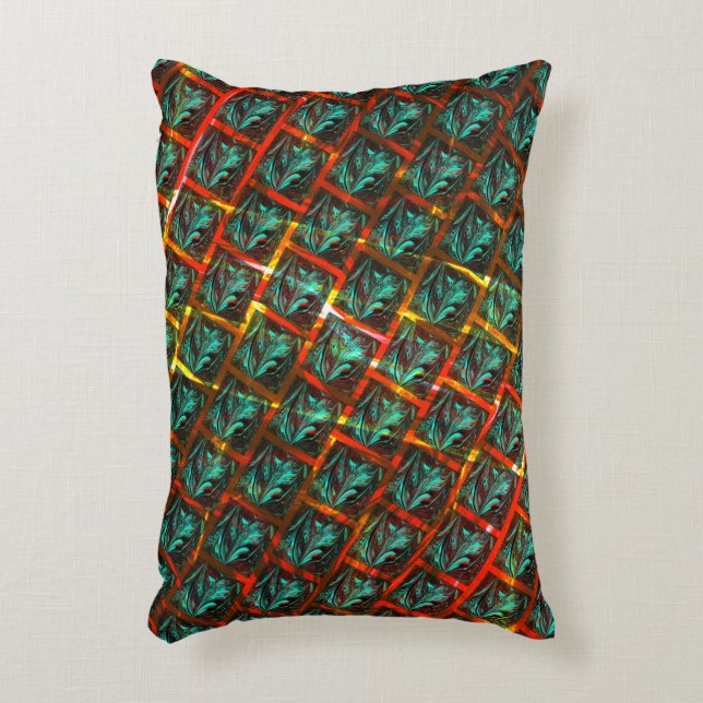 Blauwe "geparkeerde ogen", vierkant, kras of rood  accent kussen (Voorkant(Verticaal))