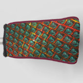 Blauwe "geparkeerde ogen", vierkant, kras of rood  golfheadcover (Voorkant)