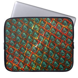 Blauwe "geparkeerde ogen", vierkant, kras of rood  laptop sleeve