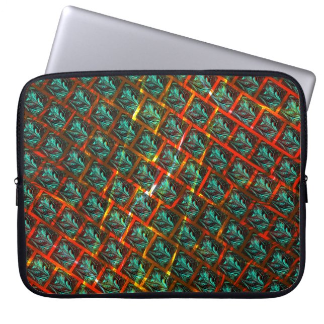 Blauwe "geparkeerde ogen", vierkant, kras of rood  laptop sleeve (Voorkant)