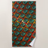 Blauwe "geparkeerde ogen", vierkant, kras of rood  strandlaken (Voorkant)