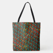 Blauwe "geparkeerde ogen", vierkant, kras of rood  tote bag (Voorkant)