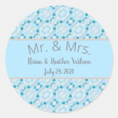 Blauwe gepatenteerde paren ronde sticker (Voorkant)