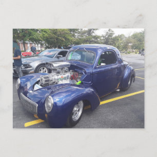 Blauwe Gepersonaliseerd auto Briefkaart