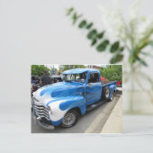 Blauwe Gepersonaliseerd wagen Briefkaart (Staand voorkant)