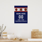 Blauwe gepersonaliseerde basketbal senioren avond  poster (Keuken)
