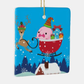Blauwe gepersonaliseerde Santa Blobfish Keramisch Ornament (Rechts)