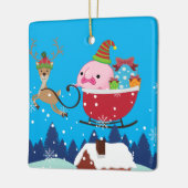 Blauwe gepersonaliseerde Santa Blobfish Keramisch Ornament (Links)