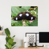 Blauwe gepotte vlinderdruk poster (Thuiskantoor)