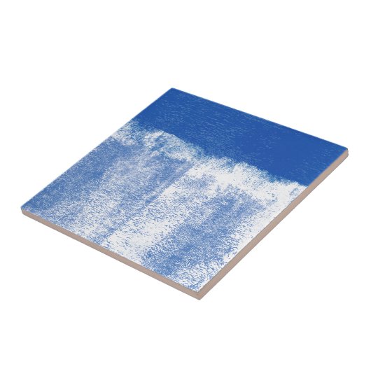 Blauwe gerolde verf tegeltje (Zijkant)