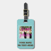 blauwe geruite bagagelabel (Voorkant verticaal)