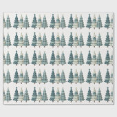 Blauwe geruite kerstbomen cadeaupapier (Vlak)