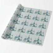 Blauwe geruite kerstbomen cadeaupapier (Uitgerold)