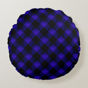 Blauwe geruite ronde kussen