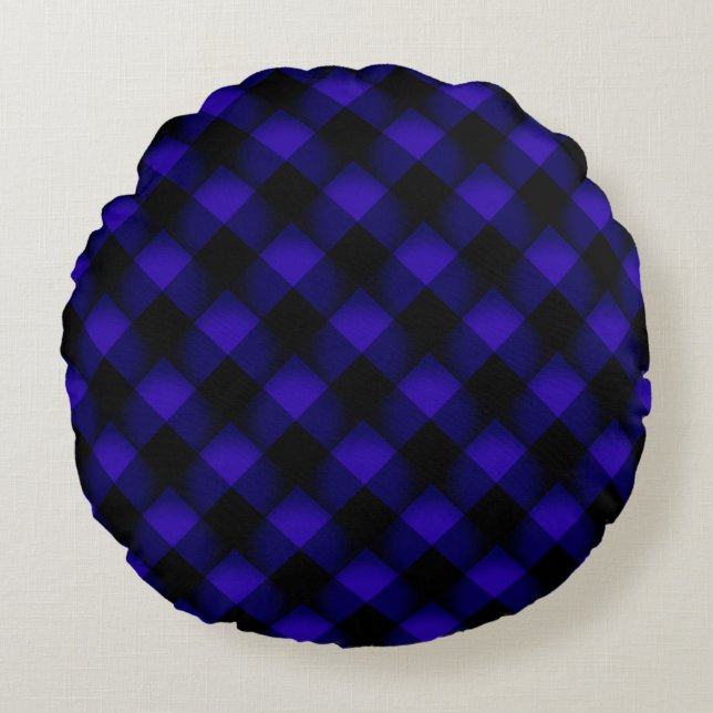 Blauwe geruite ronde kussen (Voorkant)