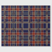Blauwe geruite Tartan kerstboom Cadeaupapier (Vlak)