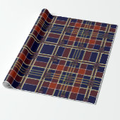 Blauwe geruite Tartan kerstboom Cadeaupapier (Uitgerold)