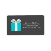 Blauwe geschenkdoos bruids etiket (Voorkant)