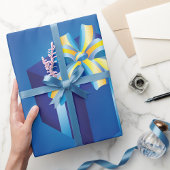 Blauwe geschenkdoos met geel en Aqua-lint Cadeaupapier