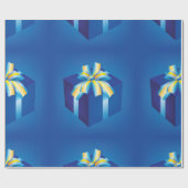 Blauwe geschenkdoos met geel en Aqua-lint Cadeaupapier (Vlak)