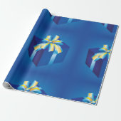 Blauwe geschenkdoos met geel en Aqua-lint Cadeaupapier (Uitgerold)