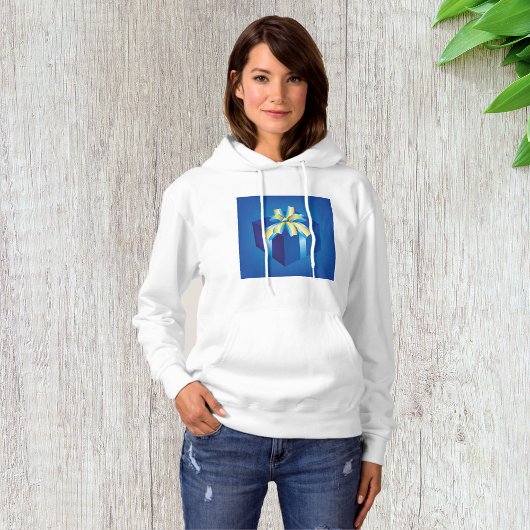 Blauwe geschenkdoos met geel en Aqua-lint Hoodie