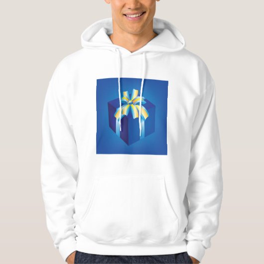 Blauwe geschenkdoos met geel en Aqua-lint Hoodie (Voorkant)
