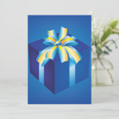 Blauwe geschenkdoos met geel en Aqua-lint Kaart (Staand voorkant)
