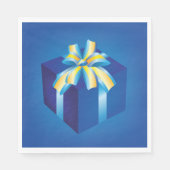 Blauwe geschenkdoos met geel en Aqua-lint Servet (Voorkant)