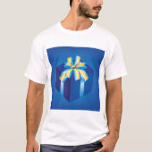 Blauwe geschenkdoos met geel en Aqua-lint T-shirt (Voorkant)