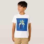 Blauwe geschenkdoos met geel en Aqua-lint T-shirt (Voorkant volledig)
