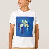 Blauwe geschenkdoos met geel en Aqua-lint T-shirt (Voorkant)