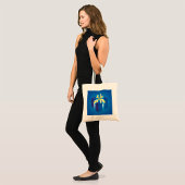 Blauwe geschenkdoos met geel en Aqua-lint Tote Bag
