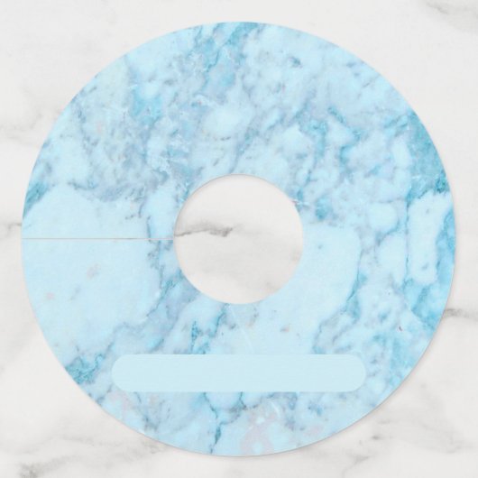 Blauwe Gesimuleerde Marmeren Print Wijn Glas Label (Voorkant)