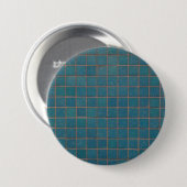 blauwe gespikkelde tegels ronde button 7,6 cm (Voorkant /achterkant)