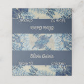 Blauwe gestikte bloem plaatskaartje (Buitenkant ongevouwen)