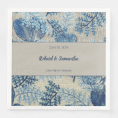 Blauwe gestikte flora servet (Voorkant)