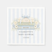 Blauwe gestreepte babyshower papieren servet (Voorkant)