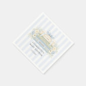 Blauwe gestreepte babyshower papieren servet (Hoek)
