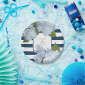 Blauwe, gestreepte brandkranen, met handdop papieren bordje (Feest)