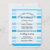 Blauwe gestreepte bruiloft kaart (Voorkant)