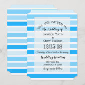 Blauwe gestreepte bruiloft kaart (Voorkant / Achterkant)