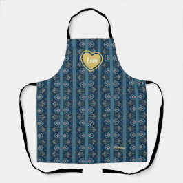 Blauwe gestreepte LOVE schort van Poet Adiela Akoo