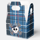 Blauwe Gestreepte Schedelbot Verjaardagsfeest Favo Bedankdoosjes (Geopend)