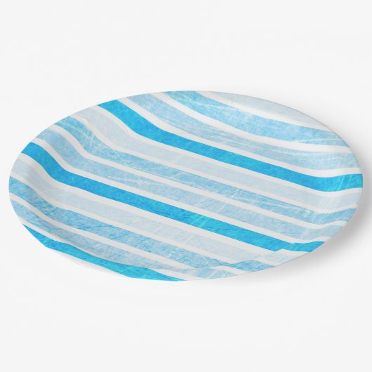 Blauwe, gestripte papieren Borden voor groot papie Papieren Bordje (Gekanteld)