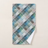 Blauwe getextureerde tartan. bad handdoek (Handdoek)